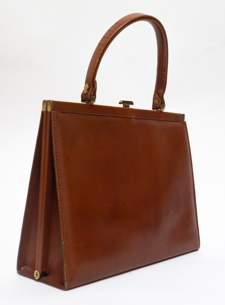 Handtas in bruin leer vintage 1950s Zumpolle