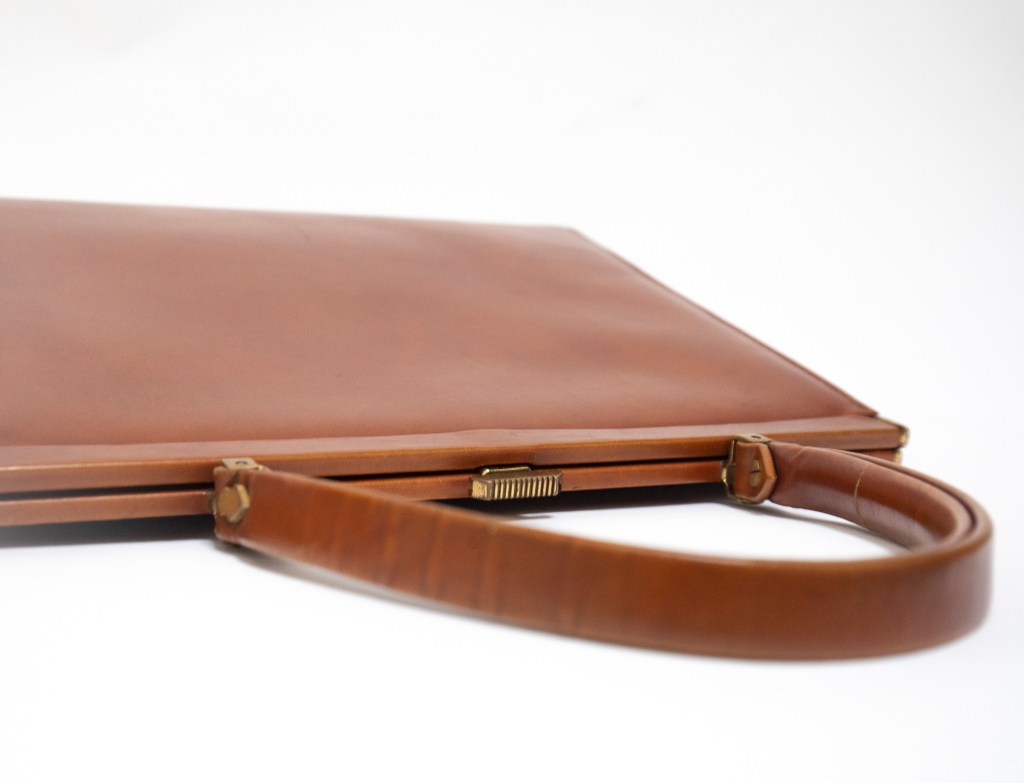 Handtas in bruin leer vintage 1950s Zumpolle