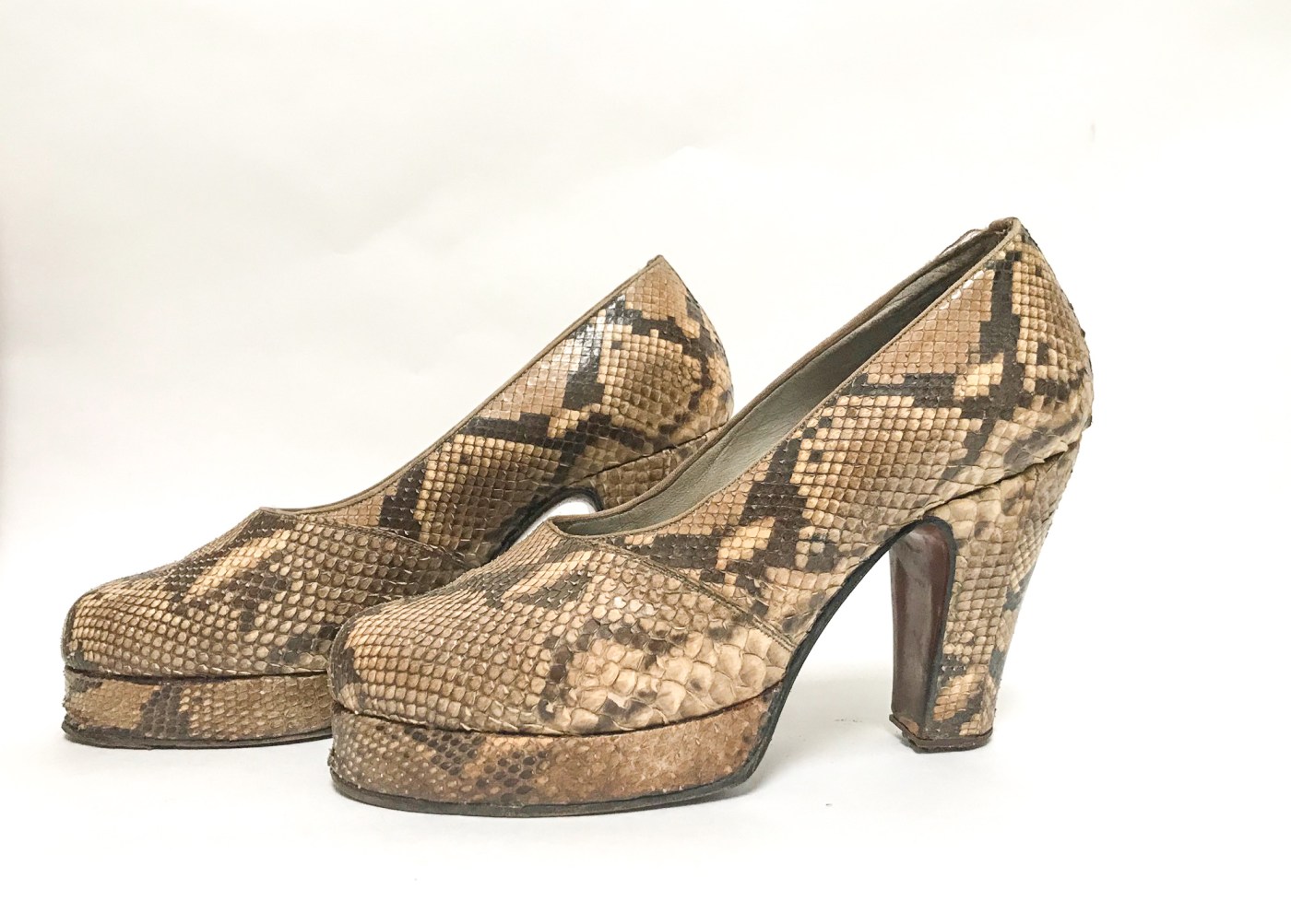Vintage 40s snakeskin platform schoenen