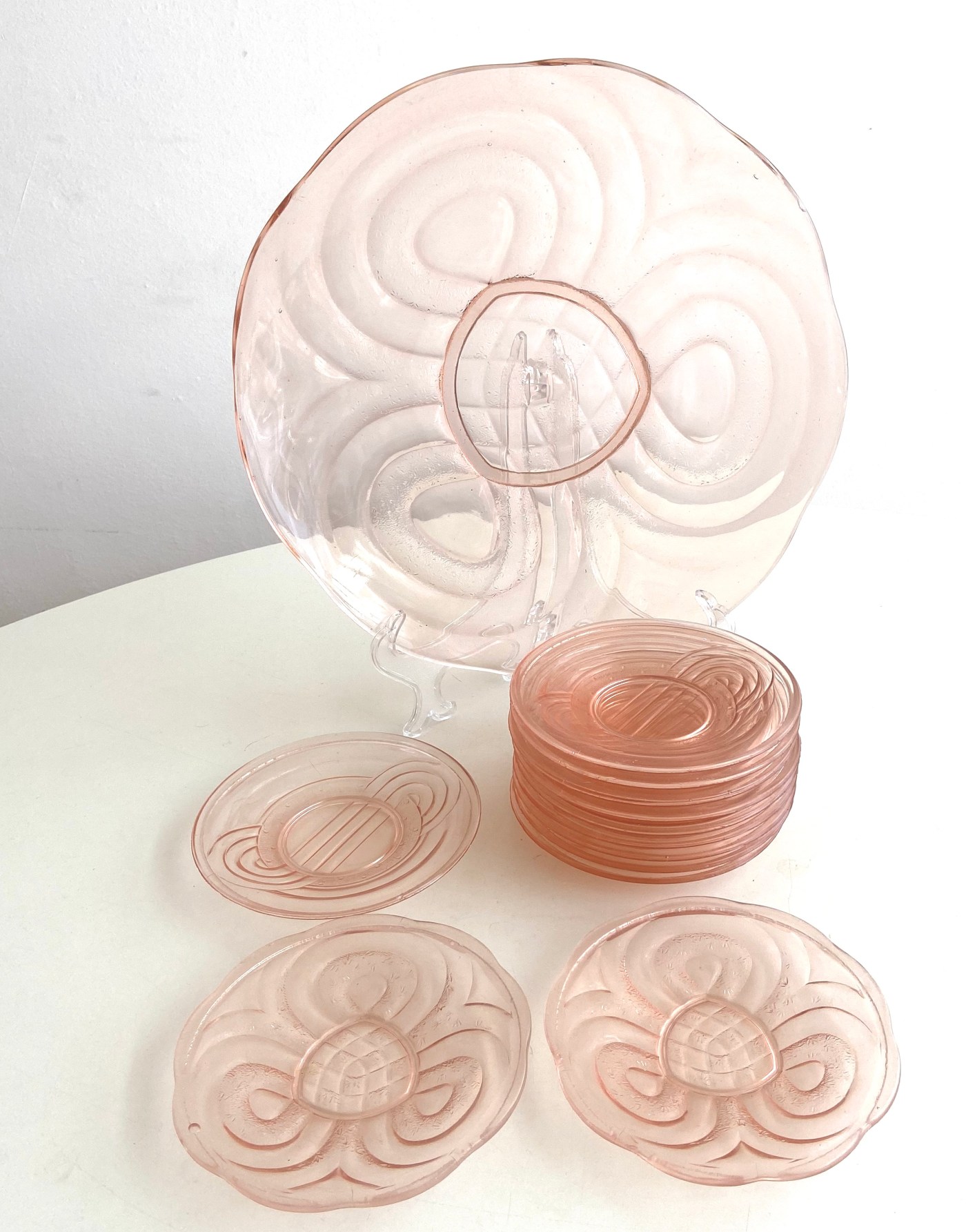 walther glass cake set pink