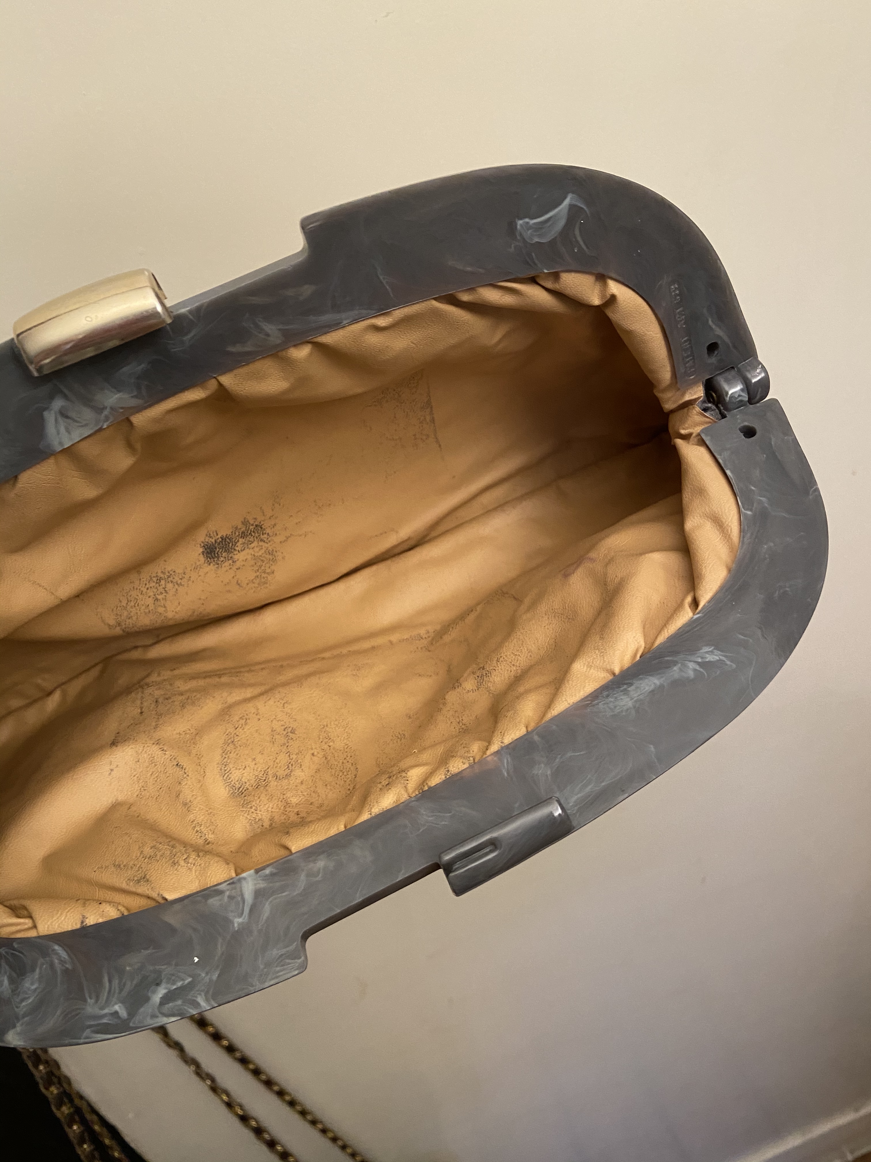 80s Grey Suede Clutch Bag