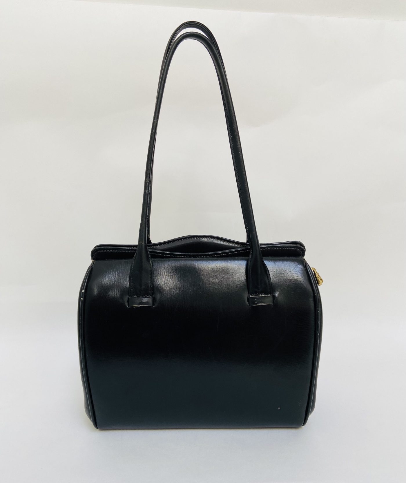 1950s gestructureerde tas zwart leer