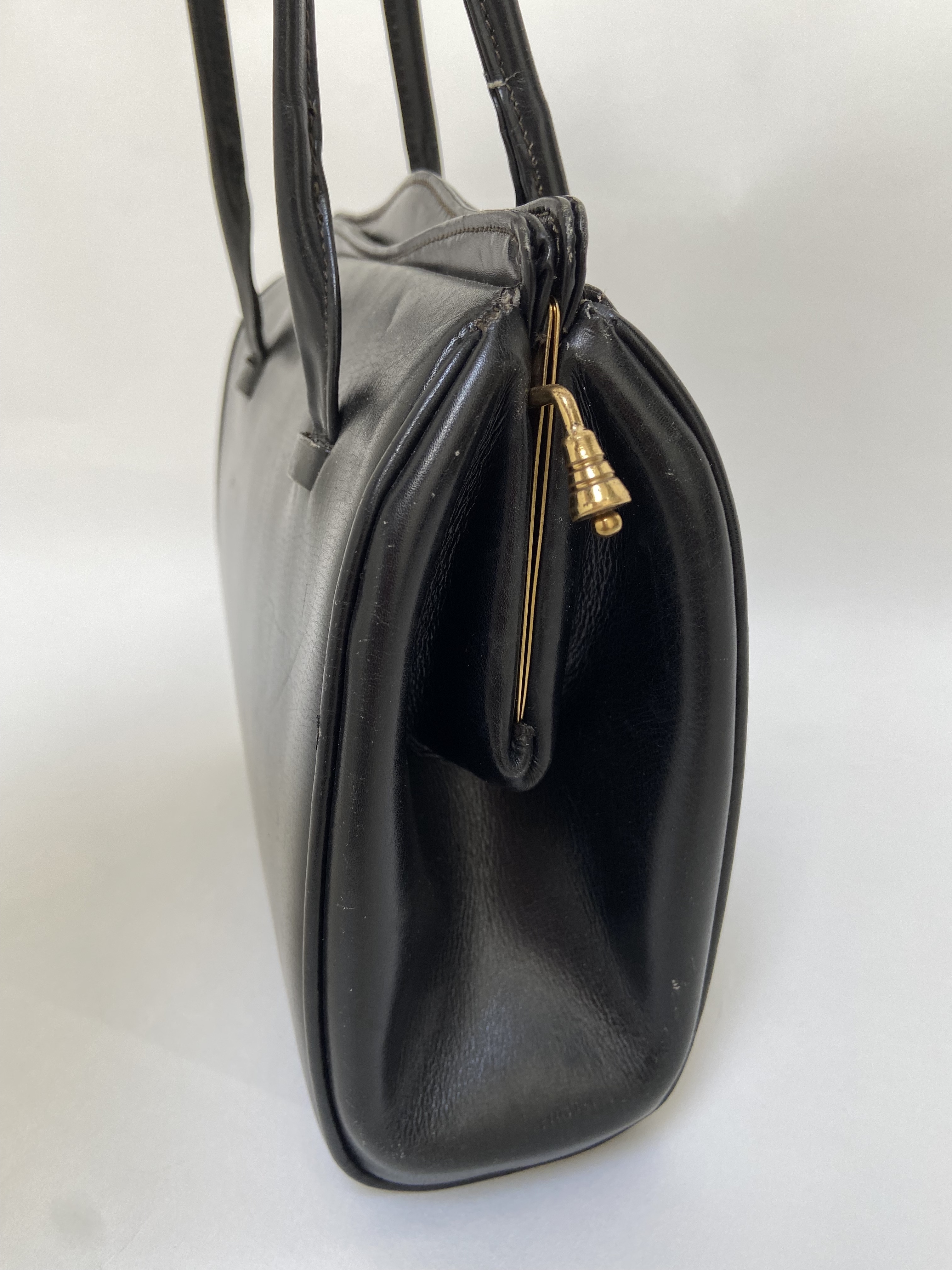 1950s gestructureerde tas zwart leer