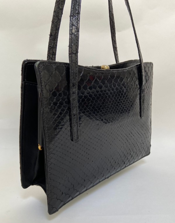 1950s slangeleren tas zwart