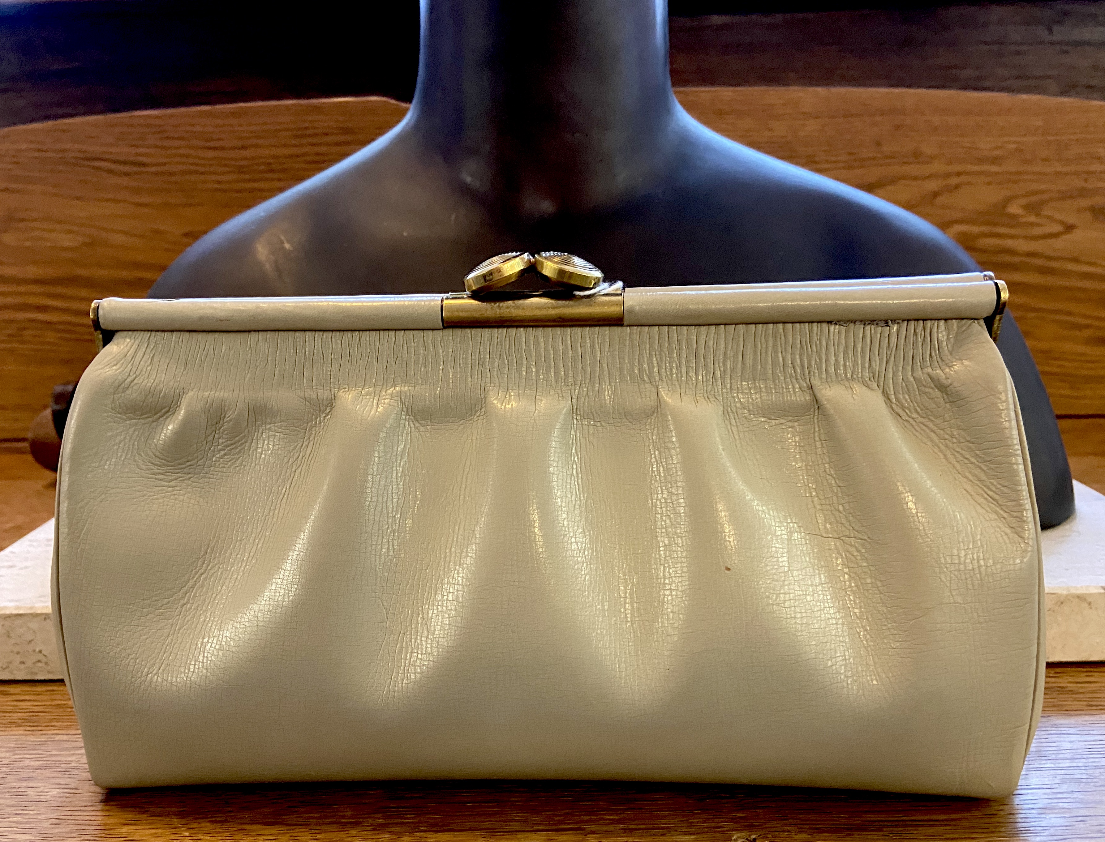 1930s clutch grijs leer friperiejansen