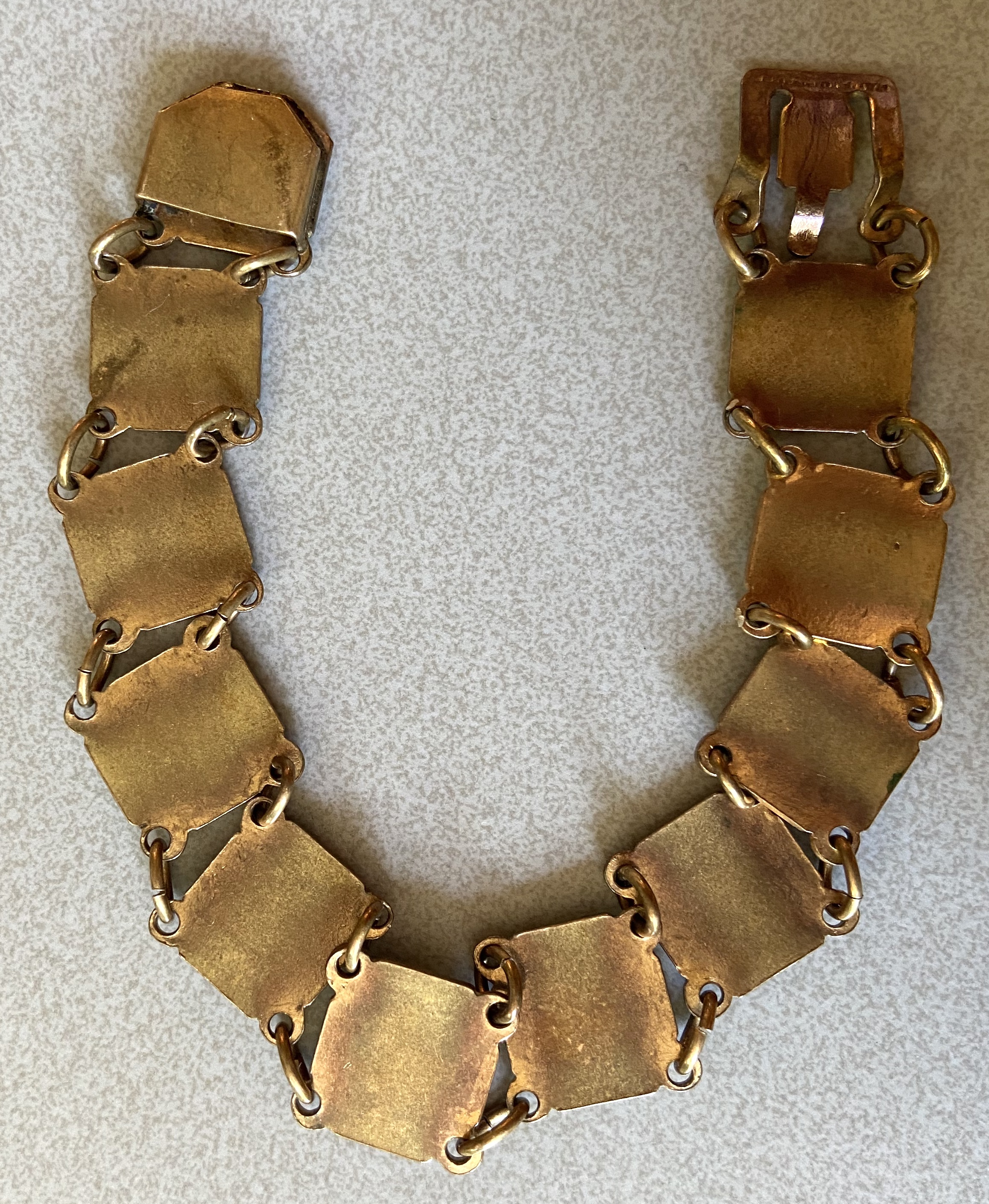 Souvenir armband Paris koper geëmaileerde schakels met kleur uit de jaren 30