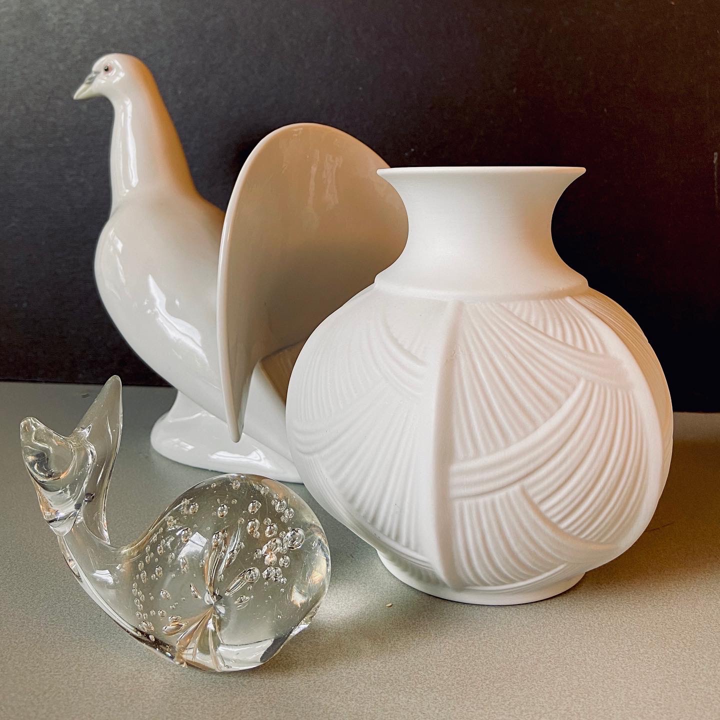 Duif sculptuur in porselein vintage 1980s