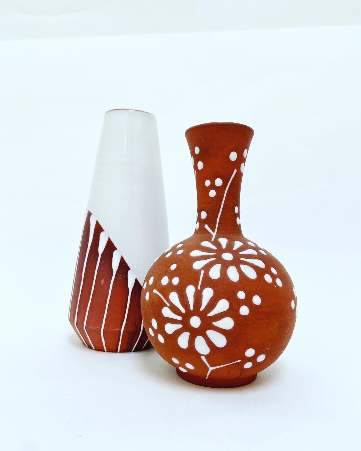 Mid Century Modern terra-cotta vazen uit Denemarken
