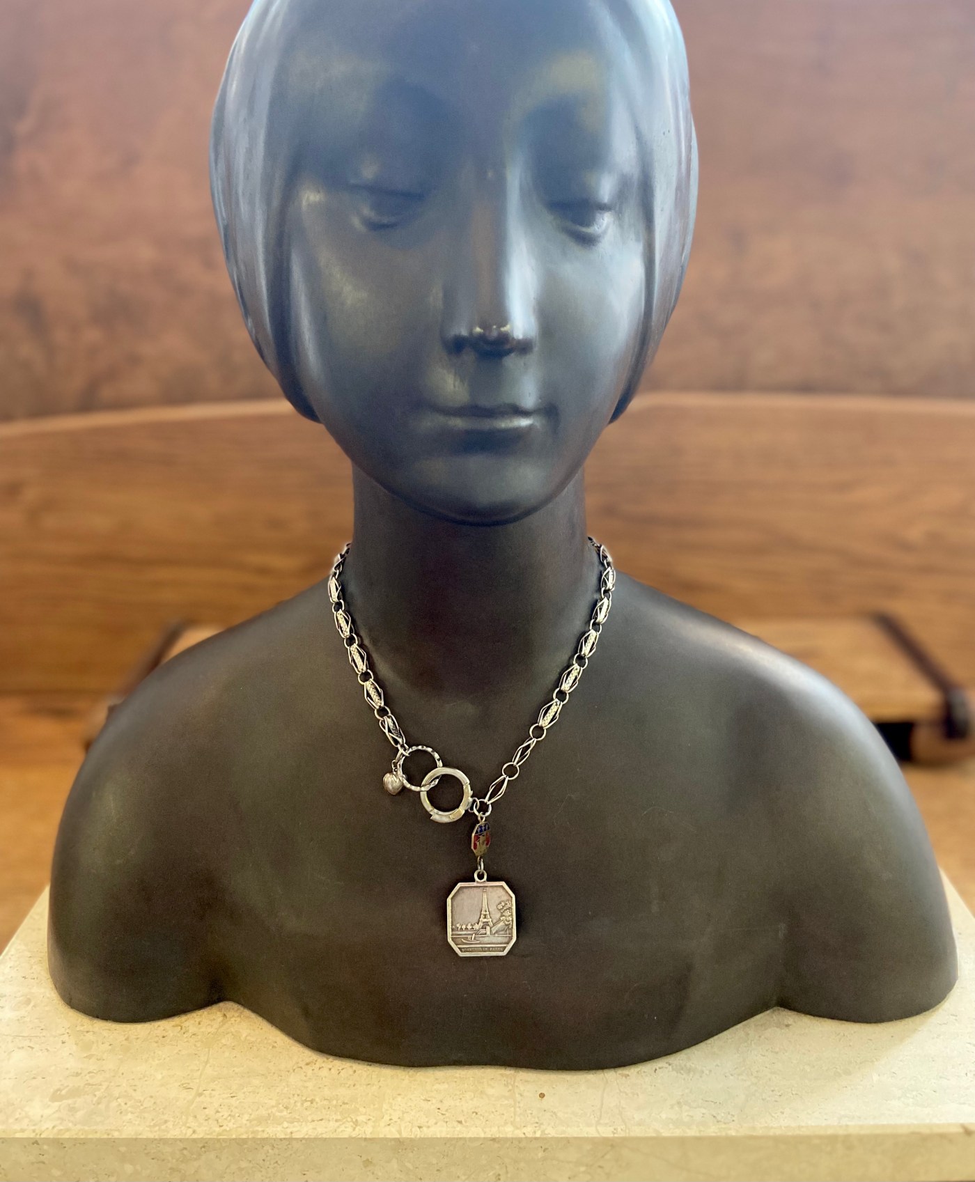 upcycled paris mon amour necklace friperiejansen