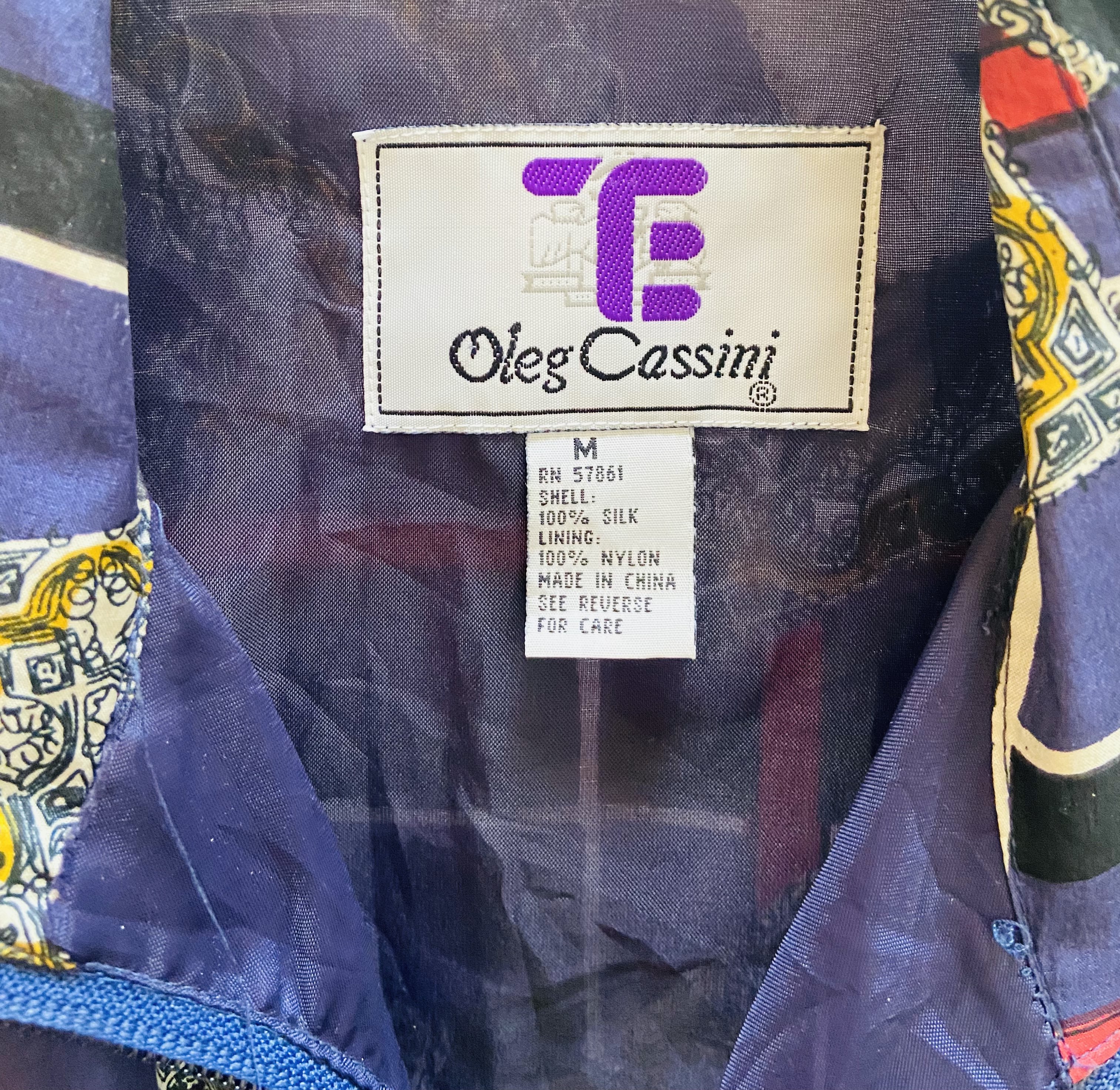 Zijde jasje met speelkaarten print van Oleg Cassini