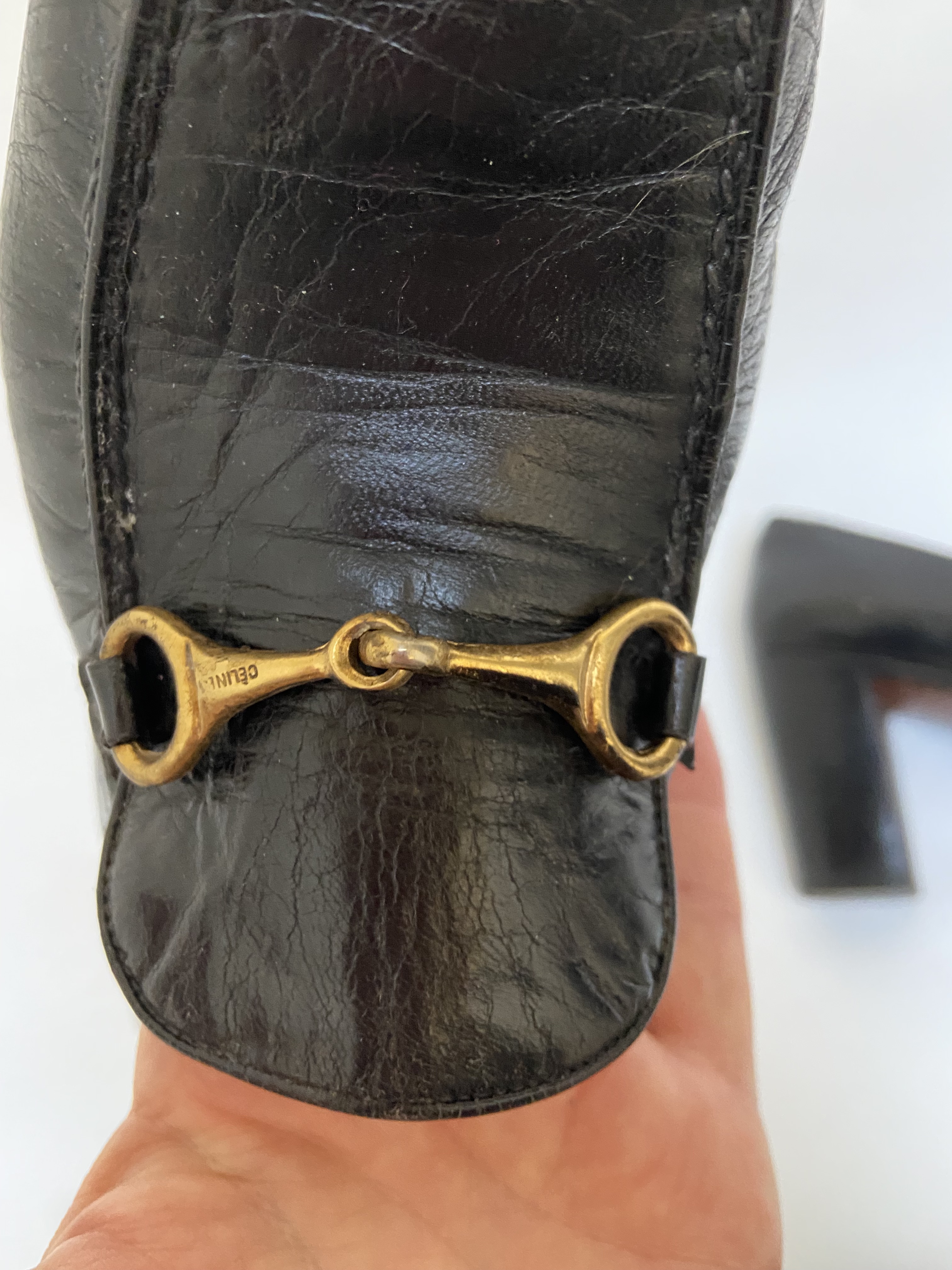 Céline horsebit heels black leather vintage 1970s